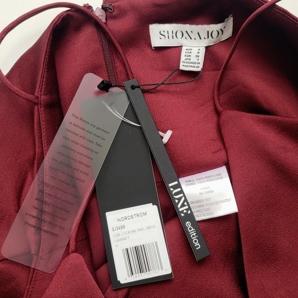 Shona Joy Luxe Cocktail Frill Dress Tulip Hem Garnet Burgundy Red Size 4 NWT - Picture 12 of 13